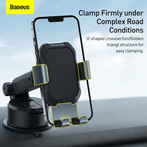 Baseus Gravity Car Mount Dashboard Windshield Phone Bracket Holder- Grey