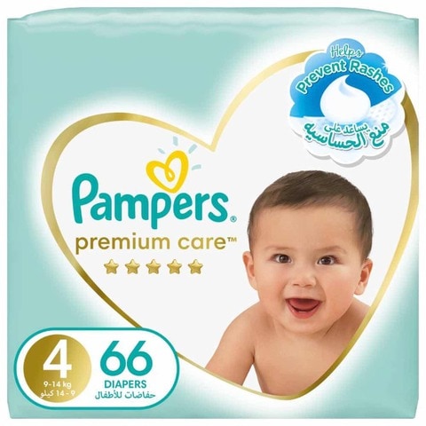 Pampers Premium Care Taped Baby Diapers Size 4 (9-14kg) 66 Diapers