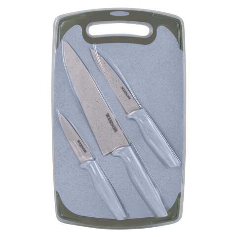 Winsor Marble Coating Cutting Board Knife Set Blue 4 PCS