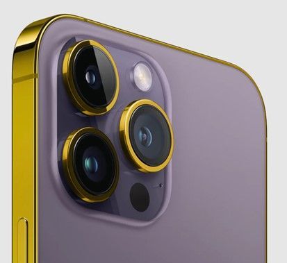 Apple iPhone 14 Pro (24K GOLD EDGE) Deep Purple 1TB - Customized by Merlin Craft