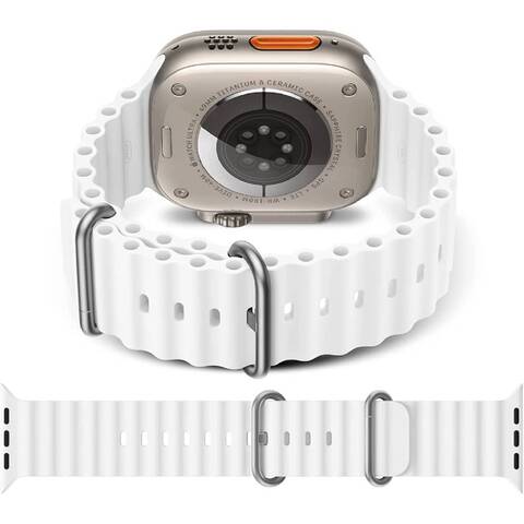 Buy Silicone Ocean Band Strap For Apple Watch Ultra 8 mm, White