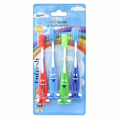 اشتري Enfresh Toothbrush With Cap Multicolour 4 count في الامارات