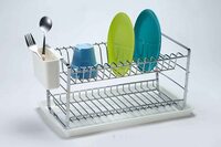 PAN Home Home Furnishings Toska 2-Tier Dish Rack With Cutlery Holder Tray 40X23X22 cm Chrome Silver