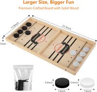 Generic Large Sling Puck Game, Foosball Winner Board Game, Wooden Hockey Table Game, Fast Paced Slingshot Game Board, Rapid Sling Table Battle Speed String Puck Game For Kids Adults &amp; Family Party