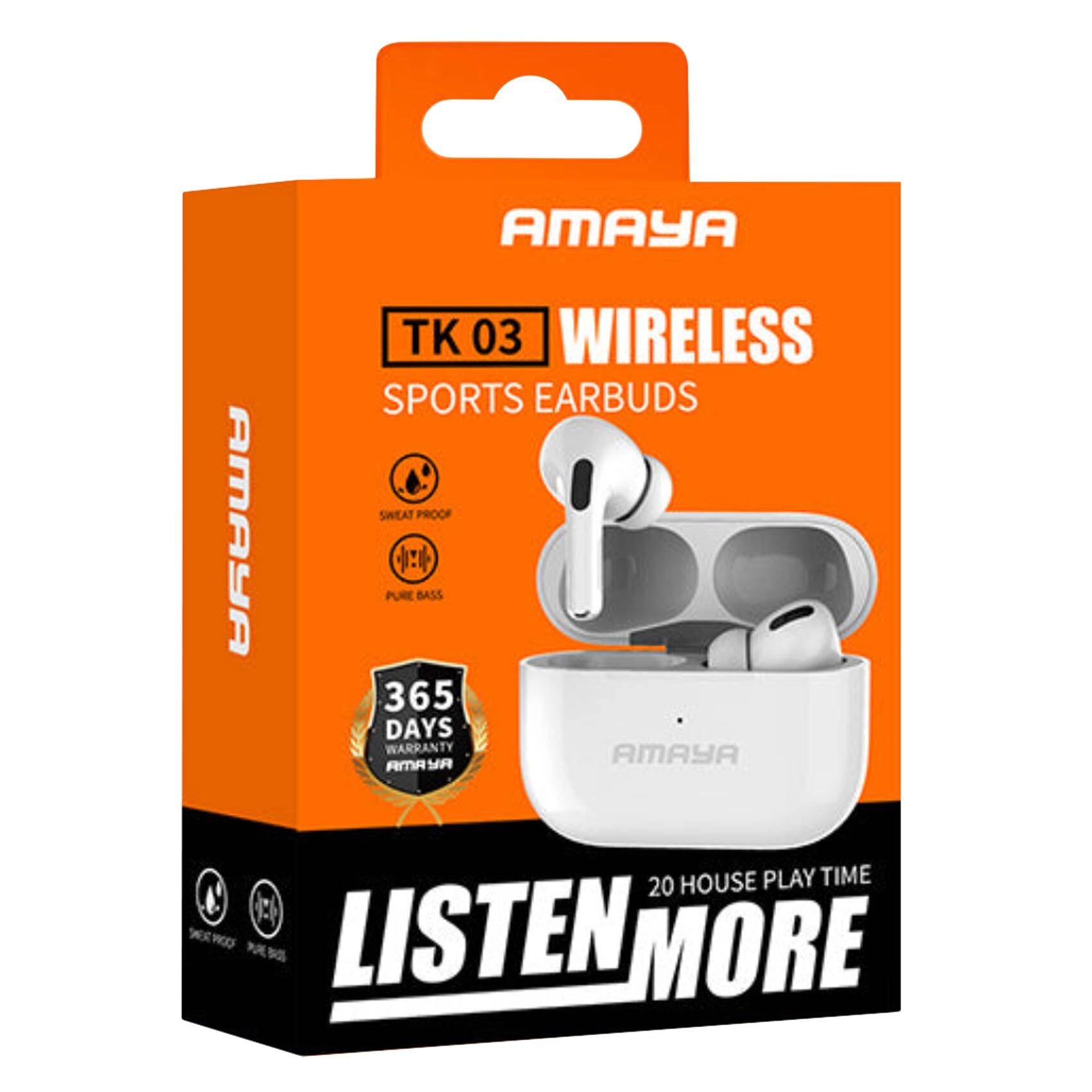 Buy Amaya TK03 Sport True Wireless Earbuds White Online