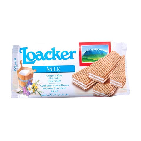 Loacker Milk Crispy Wafers Filled With Milk Cream 45g