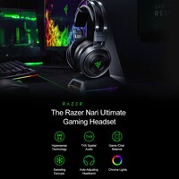 Razer-Nari Ultimate Gaming Headset Headphone Wireless 7.1 Surround Sound Earphone THX Spatial Audio &amp; Haptic Feedback Auto-Adjust Headband &amp; Swivel Cups Chroma RGB Retractable Mic Game/Chat Balance