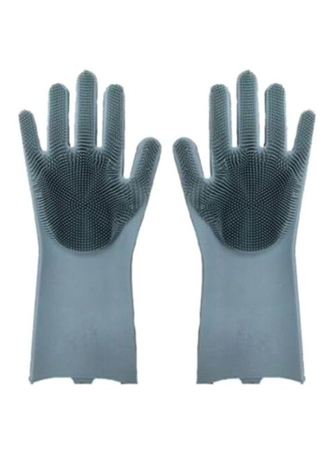 Generic 2-Piece Dishwashing Gloves Grey 32.5 X 11.5cm