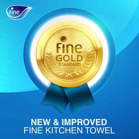 Fine Super Towel Pro Highly Absorbent Kitchen Paper Towel 3 Plie Roll White 4 count