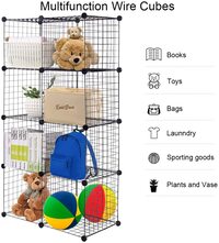 Generic 8-Cube Books Toys Clothes Tools Open Organizer Cabinet, Diy Wire Grid Bookcase, Multi Use Modular Storage Shelving Rack