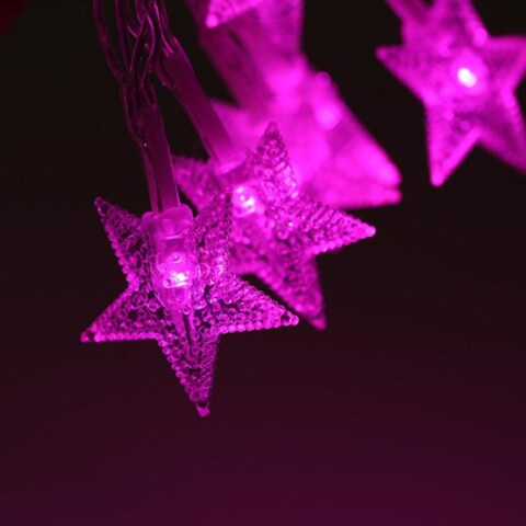 6M 30pcs Star LED String Light, Decorative Light for Indoor, Pink Color.
