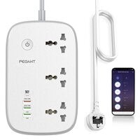 Pegant WiFi Smart Power Strip Extension Cord Surge Protector Socket Multi Plug, Compatible With Alexa &amp; Google Assistant, 3 Universal Electrical Outlets, 30W USB-C Fast Charging, 4 USB-A, 2M Cable