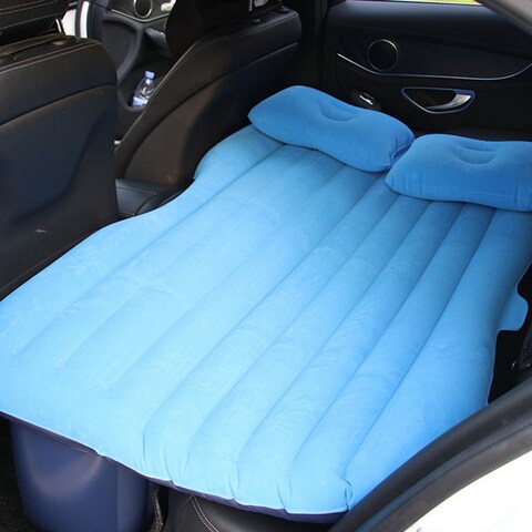 Generic-Multifunctional Car Flocking Air Mattress Undulating Style Inflatable Bed Back Seat Cushions for Travel Camping