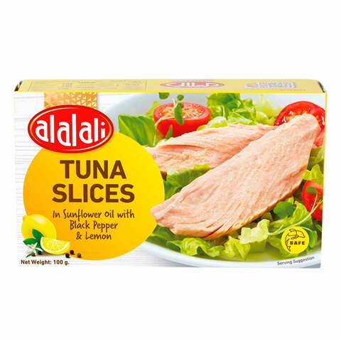 Buy Al Alali Tuna Slices In Sunflower Oil With Black Pepper And Lemon 100g in Saudi Arabia