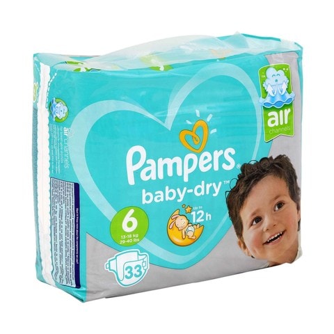Buy Pampers Baby Dry Diapers Size 6, 13+ Kg, Extra Large 33pcs Online