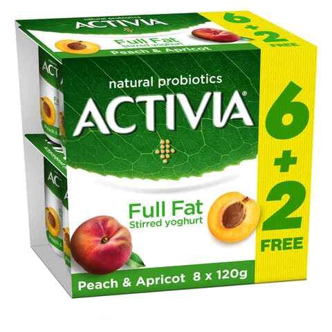 Activia Full Fat Peach And Apricot Stirred Yoghurt 120g Pack of 8