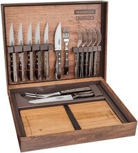 Tramontina 15 Pcs Complete BBQ Knives Set With Cutting Board Polywood Handles Impact Heat And Water Resistant