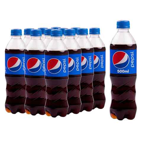 Pepsi Carbonated Soft Drink Plastic Bottle 500ml Pack of 12