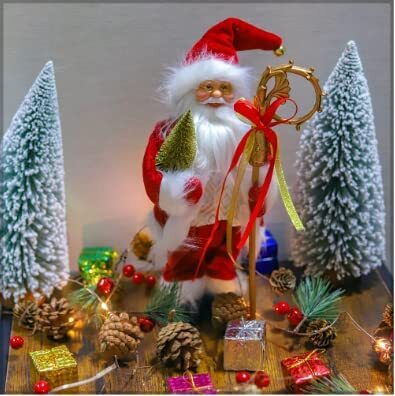 اشتري YATAI Realistic Santa Claus Figure Standing Traditional Red Santa Claus Figure Xmas Decoration Christmas Party Decoration (45cm) في الامارات