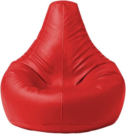 Luxe Decora Faux Leather Tear Drop Recliner Bean Bag Cover Only No Filling (XL, Red)