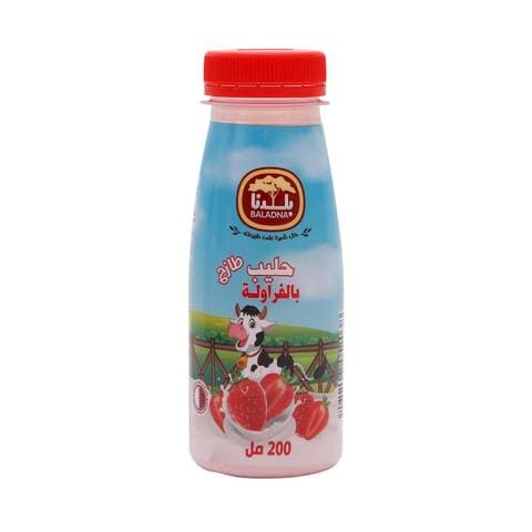 Baladna Fresh Milk Full Fat Strawberry Flavored 200ml