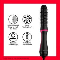 Revlon One Step 1, 1/2-Inch Root Booster Round Brush Dryer And Styler, Black And Pink