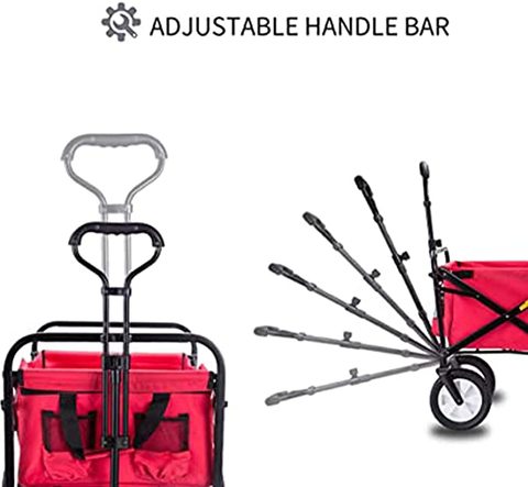 COOLBABY-Folding Shopping Hand Cart Trolley,Folding Wagon ,For Outdoor/Festivals/Camping,Red