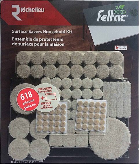 Richelieu Hardware - 23054 - Pack of 33 Units - FELTAC Heavy-Duty Self-Adhesive Multipack Felt Pads