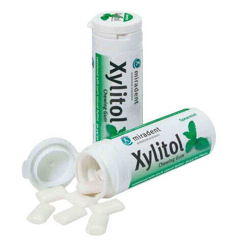 Xylitol Miradent Spearmint Chewing Gum 30 Pieces