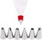 Generic Piping Set Cake Decoration Icing Bag With 6 Pcs Stainless Steel Nozzles, White/Red