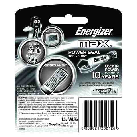 Energizer Max Alkaline Battery AAx4