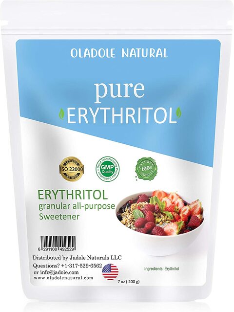 Oladole Natural Erythritol Pure Granulated Sweetener, 0 Calorie, 0 Net Carbs, Non-Gmo, 200g