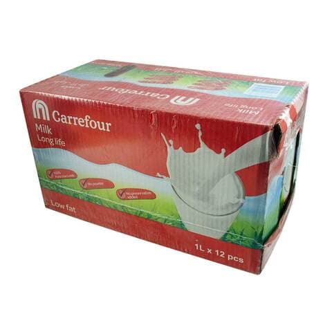 اشتري كارفور حليب قليل الدسم 1 لتر × عبوة من 12 في الامارات