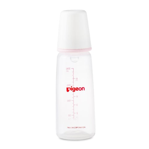 Pigeon peristaltic nipple plastic feeding bottle slim neck white cap 200 ml