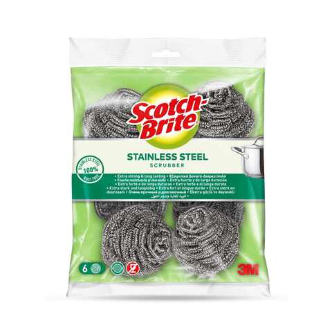Scotch-Brite Stainless Steel Metal Spiral Scrubber Scouring Pad 6 PCS