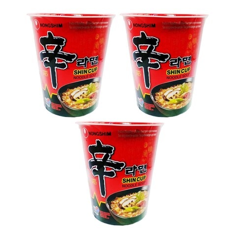 Buy Nongshim Shin Cup Noodle Soup 68g Pack of 3 in UAE