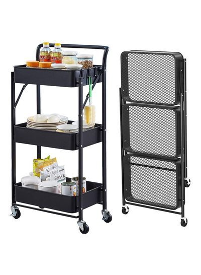 Folding metal discount cart with wheels