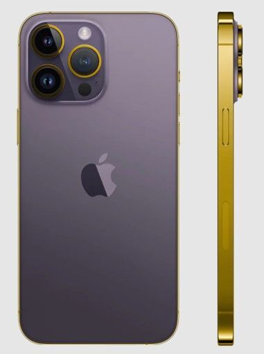 Apple iPhone 14 Pro (24K GOLD EDGE) Deep Purple 1TB - Customized by Merlin Craft