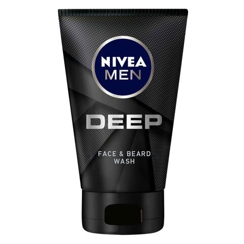 NIVEA MEN Face &amp; Beard Wash Cleanser, DEEP Active Charcoal, 100ml