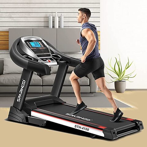 Sparnod Fitness STH-4100 (4.5 HP Peak) Automatic Treadmill (Free Installation By Seller) - Foldable Motorized Walking &amp; Running Machine for Home Use - With Auto Incline