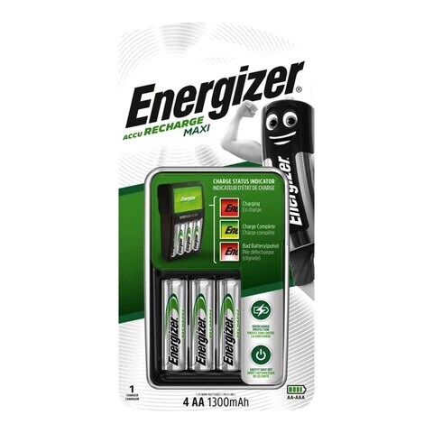 Energizer Accu Recharge Maxi 4AA Battery 1300mAh 4 count With Charger Multicolour