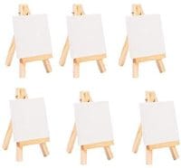 Jmd 6 Sets Mini Canvas And Wooden Easel Painting Craft Drawing Art Display Desktop Decoration Ornamentswhite Blank Stretched Panel Boards For Artist Painting Business Wedding Christmas Decoration