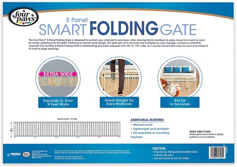 Four paws folding panel clearance gate