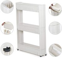 Beprincess 3-Tier Slim Storage, Cart Narrow Laundry Storage, Cart Slide Out Storage, Kitchen Trolley Spice Rack With Rolling Castor