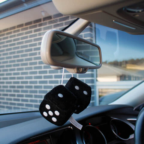 Fuzzy Dice Car Air Freshener, Rear View Mirror Hanging Car Decor