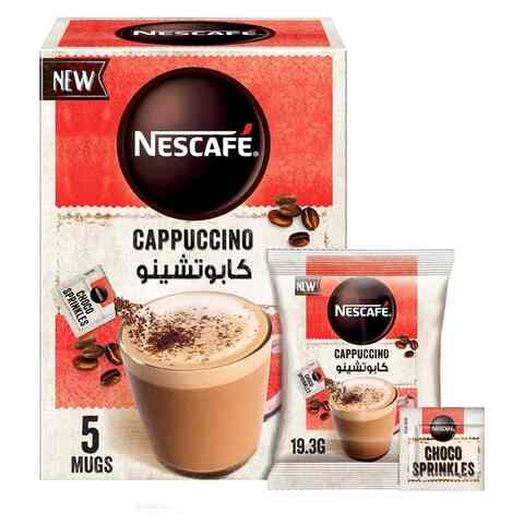 Buy Nescafe Cappuccino Foamy Coffee Mix Choco Sprinkles 19.3g Pack of 5 in UAE