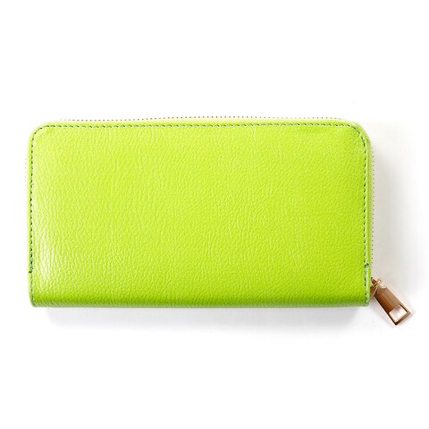 Large &amp; Slim Women Wallet with Zipper - Credit Card Holder  - 12 Cards Slots, 1 Phone &amp; 2 Banknotes Compartments and 1 Coin Pocket - (Green Color)