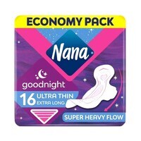 Nana Goodnight Ultra Thin Large Sanitary Pad With Wings White 16 Pads