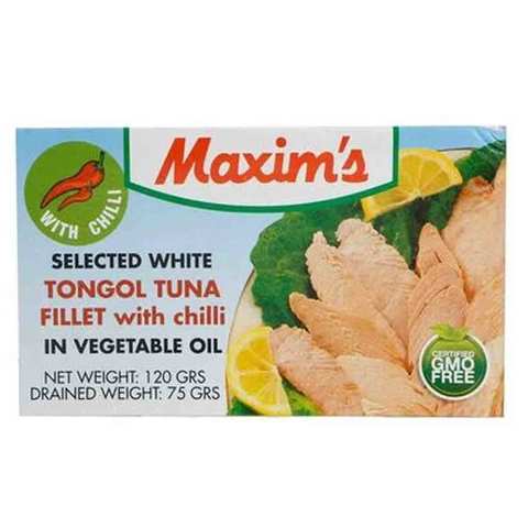 Maxim&#39;s Smoked Tuna Fillet With Chilli In Vegetable Oil 120 Gram