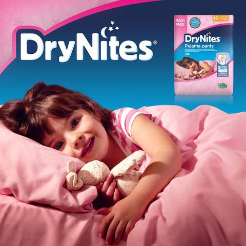 Huggies DryNites Pyjama Pants 3-5 Years Bed Wetting Diaper Girl 16-23 kg Jumbo Pack 16 Pants